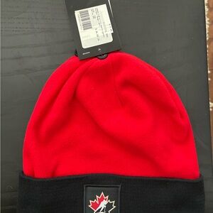 Nike Red and Black Beanie with Logo Patch
